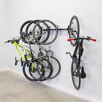 Teal Triangle G-Swivel Wall Mount Bike Rack for Garage - Premium Bicycle Stand & Hanger - Adjustable Bike Hanger for Garage with Rotating Hooks - Indoor Bicycle Rack System for 4 Bikes
