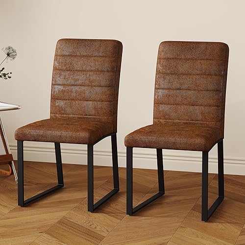 Miniatura 25 de Juego de 4 sillas de comedor modernas, sillas de cocina de piel sintética gris, sillas de comedor tapizadas sin brazos con patas mentales plateadas,