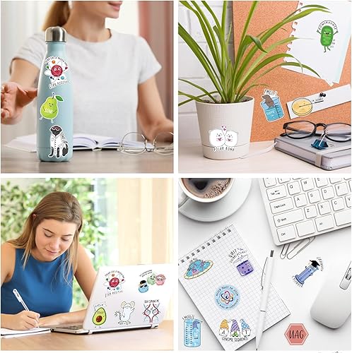 Miniatura 6 de Noveread 500 calcomanías de química Punny divertidas calcomanías de genes científicos, impermeables, calcomanías de laboratorio para laptop, botella