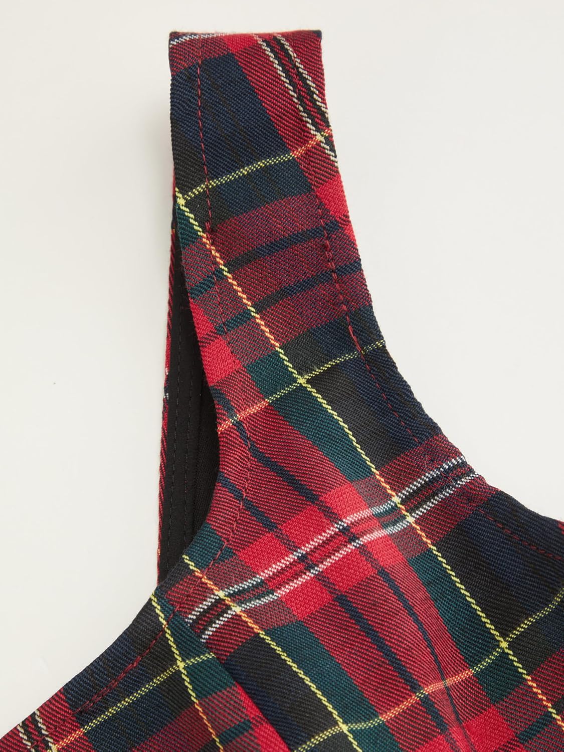 CIDER Mini Dress Plaid Checks Sleeveless Short Party Dress Scoop Neck Middle Waist Zipper Casual - Image 3