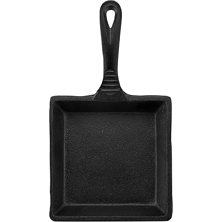 CasaModa Pre-Seasoned Cast Iron Mini Square Fry Pan, 5-Inch,Small