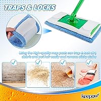 Vista 7 de Almohadilla de fregona reutilizable (hasta 100X) para trapeador Swiffer, paquete de 4 almohadillas de microfibra de 12.5 pulgadas, repuesto lavable