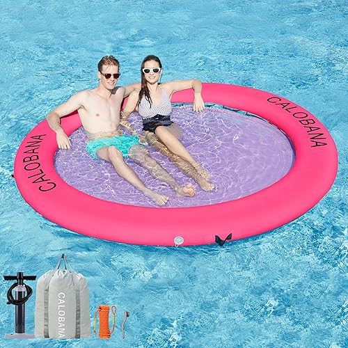 Plataforma flotante inflable, hamaca de agua redonda para varias personas, flotador de bronceado con bolsa de transporte para piscina, lago, fiesta