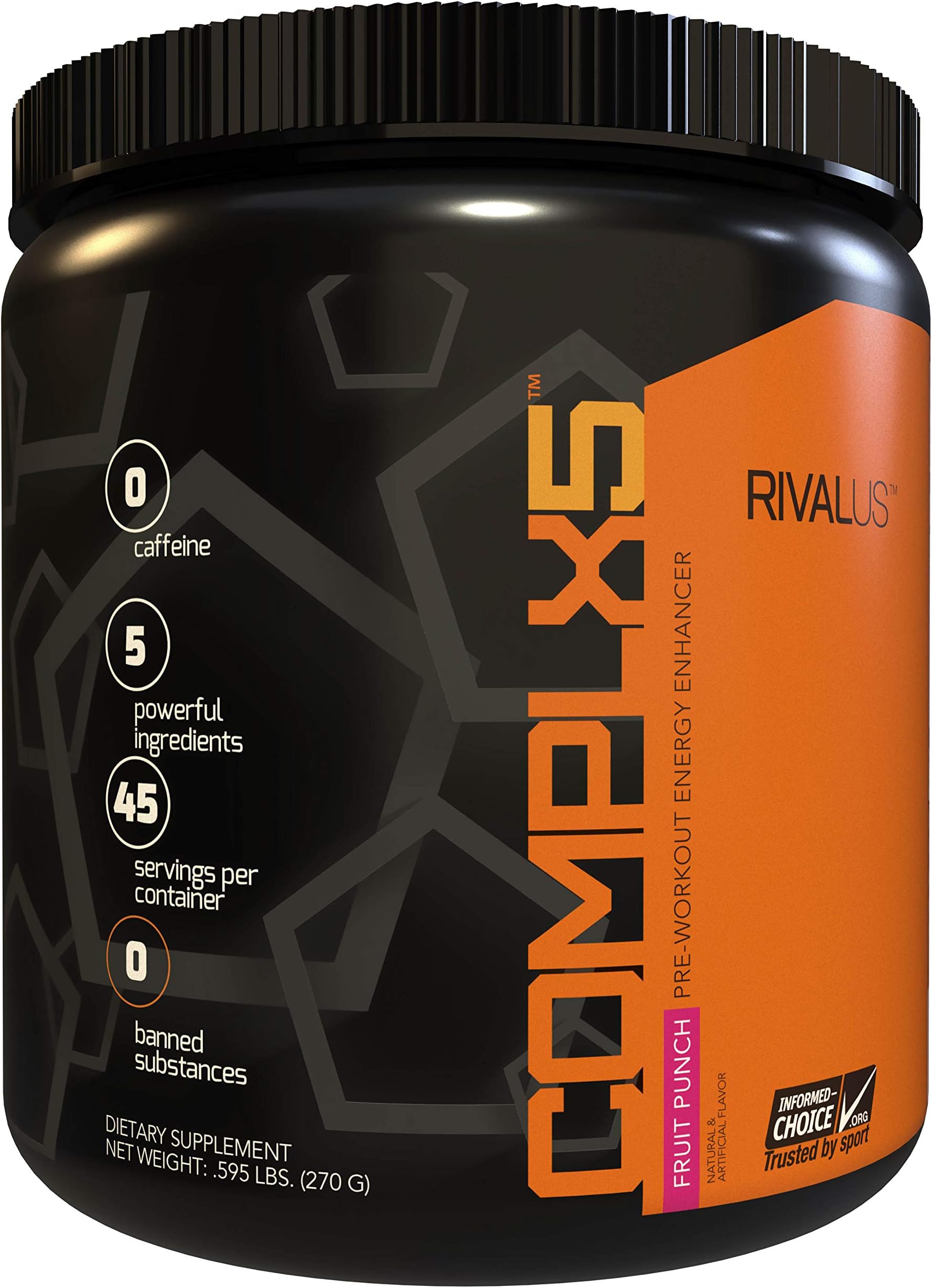 Rivalus Complx5 45 Serving Pre Workout Powder, Fruit Punch, 0.7 Pound, Red