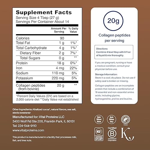 Miniatura 7 de Vital Proteins Colágeno en polvo de 9.33 oz y colágeno en polvo de chocolate 13.5 oz