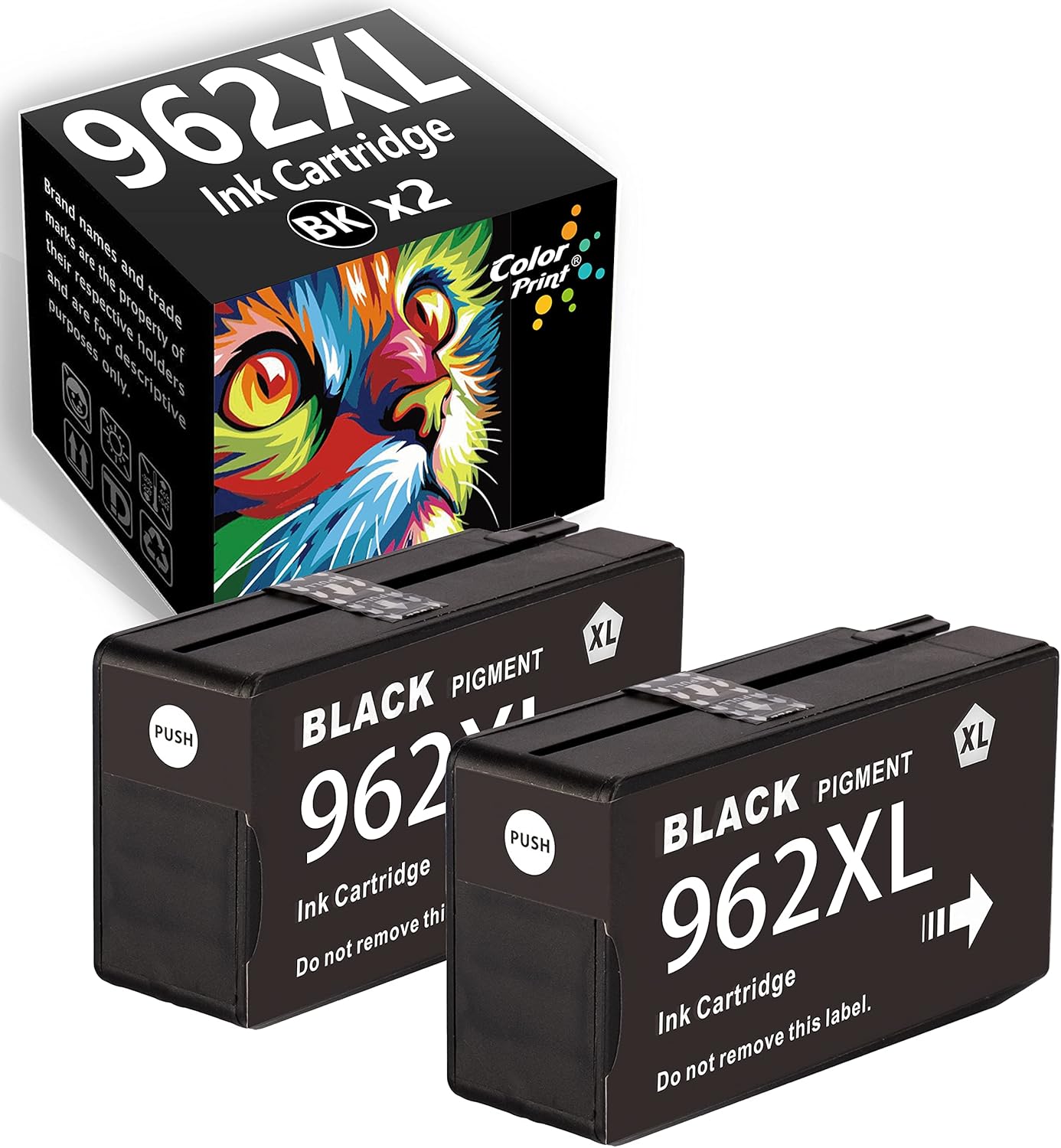 Compatible Ink Cartridge Replacement for 962 XL 962XL Black Work with OfficeJet Pro 9010 9012 9015 9018 9020 9025 9026 9027 9028 9029 Printer (2-Pack)