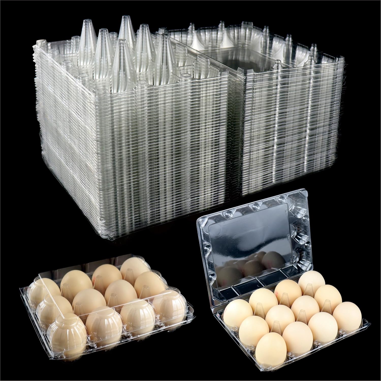 50PCS Egg Cartons Cheap Bulk, Clear Plastic Egg Cartons for