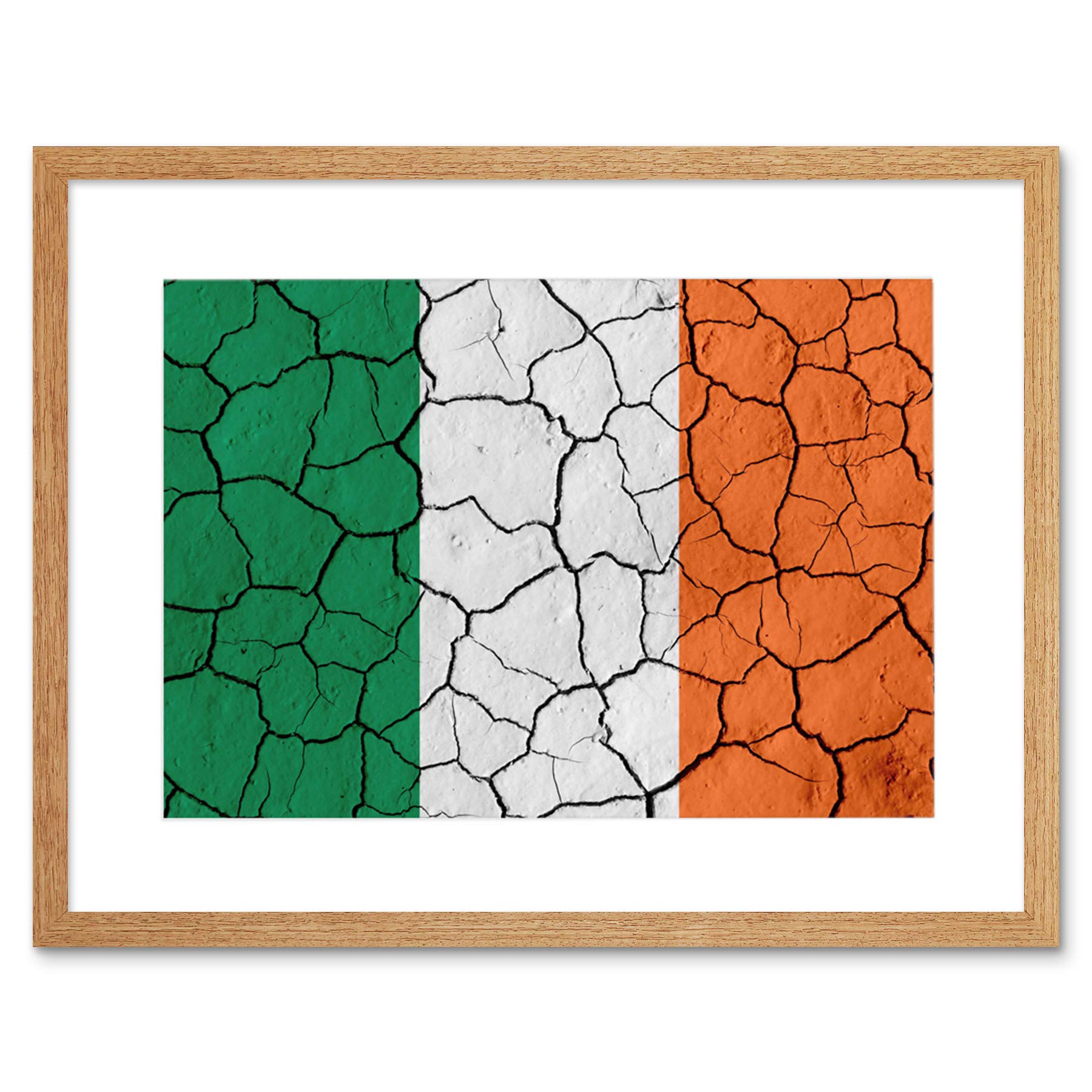 Wee Blue Coo Abstract Flag Cracked Concrete Ireland Irish Tricolour Framed Wall Art Print