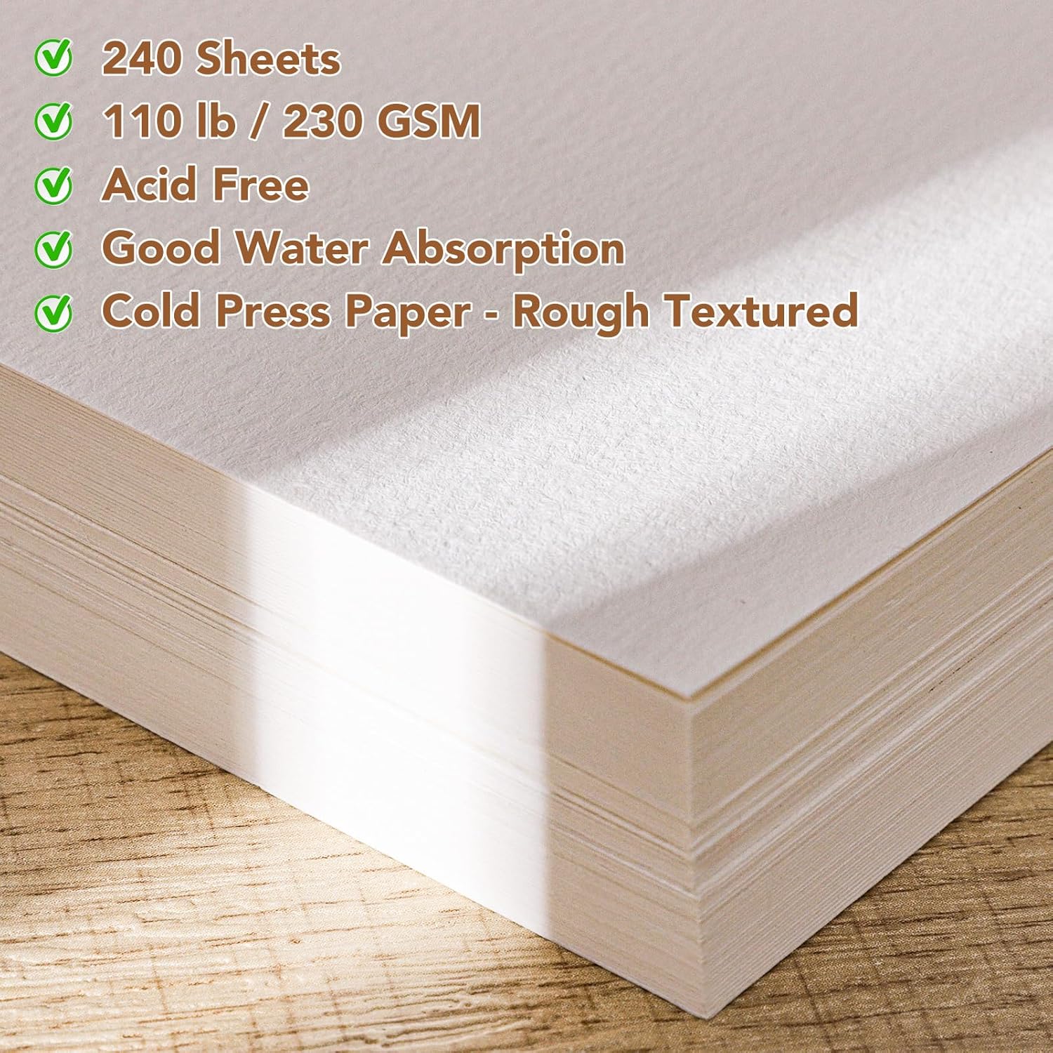 240 Sheets Watercolor Paper Bulk, 110 lb/230 GSM Cold Press Paper White Water Color Paper for Drawing Wedding Gift Cards(8.5x11 Inch)