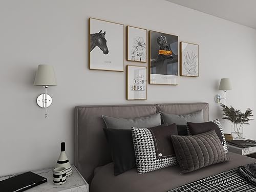 Miniatura 6 de Juego de 2 apliques de pared de tela a pilas, juego de lámparas de funcionamiento eléctricas, no requiere cableado, para interiores, granja, lámpara