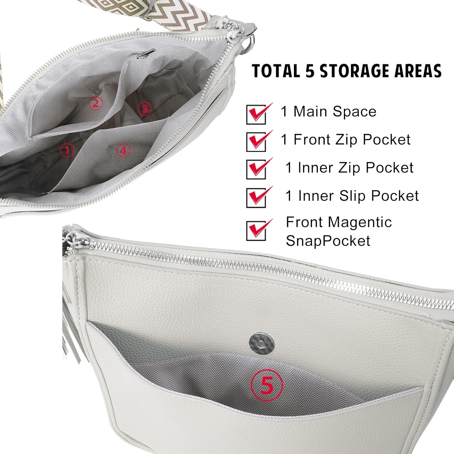 Crossbody Purse For Women, Vegan Leather Medium Crossbody Bag, Women's Crossbody Handbags For Travel With Tassel