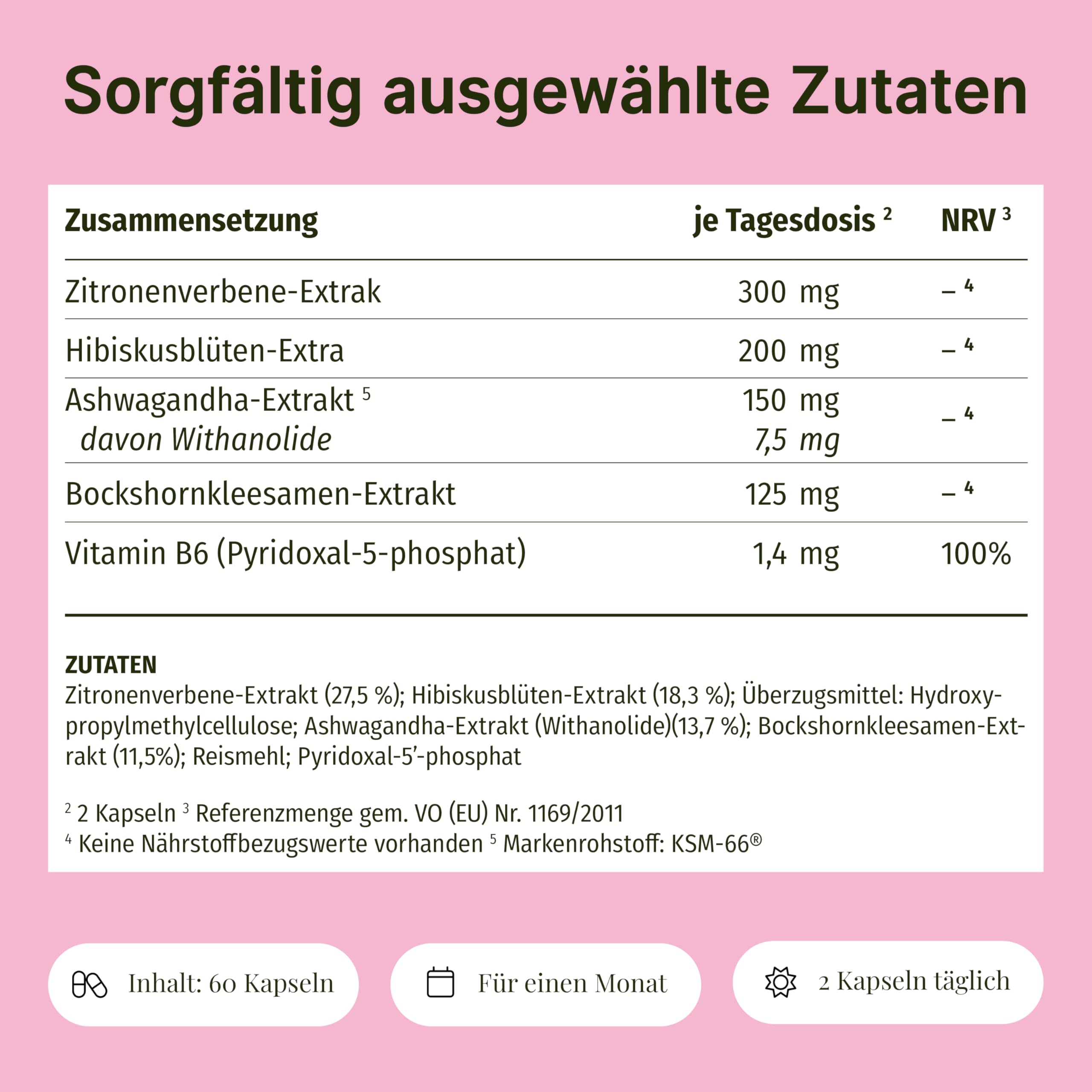 LEAF HARMONY BALANCE Kapseln Frauen – Meno Komplex Wechseljahre mit Ashwagandha, Zitronenverbene, Vitamin B6 zur Regulierung der Hormontätigkeit – 60 vegane Kapseln, made in Germany