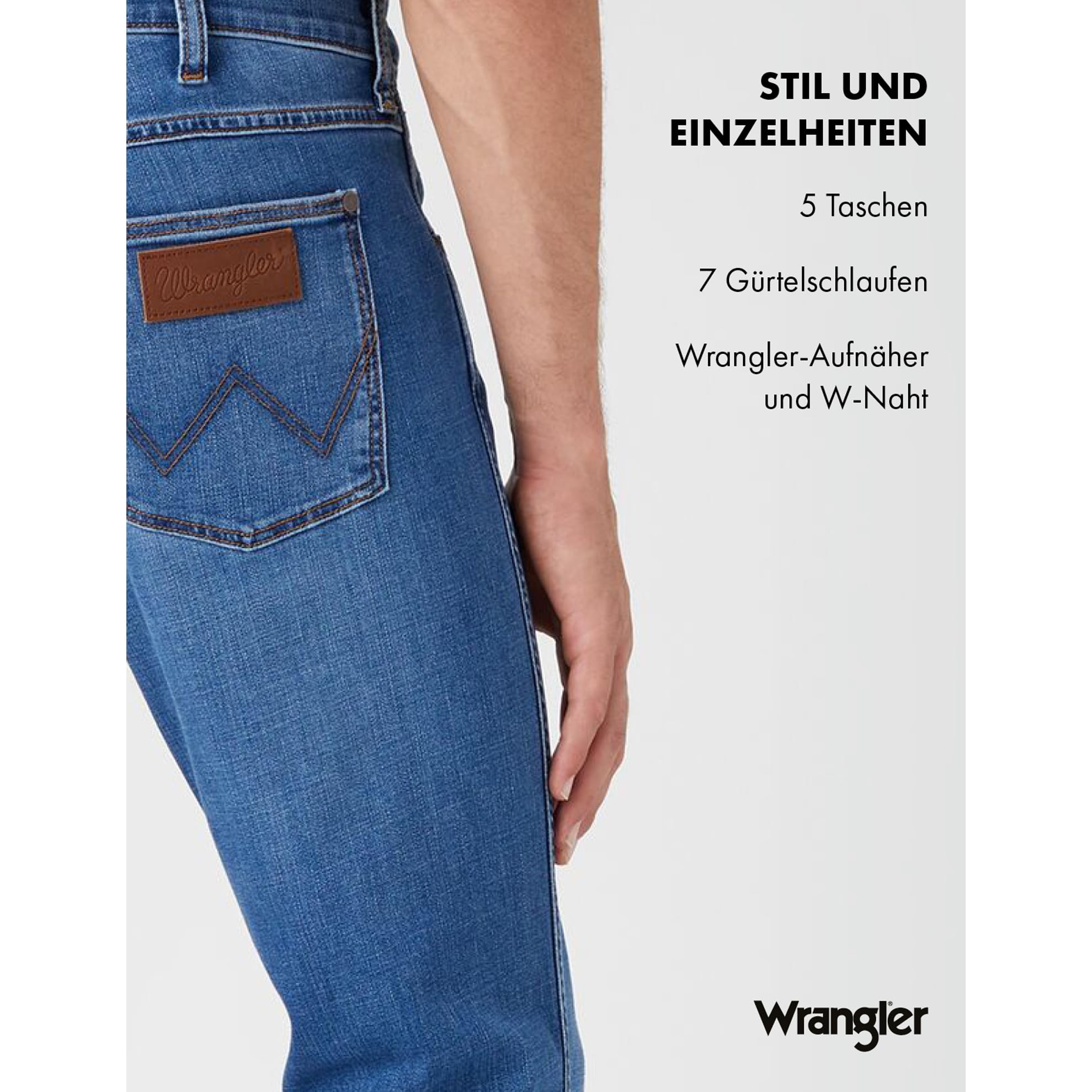Wrangler Herren Jeans Greensboro Regular Fit Herrenhose Straight Blau W30 - W42