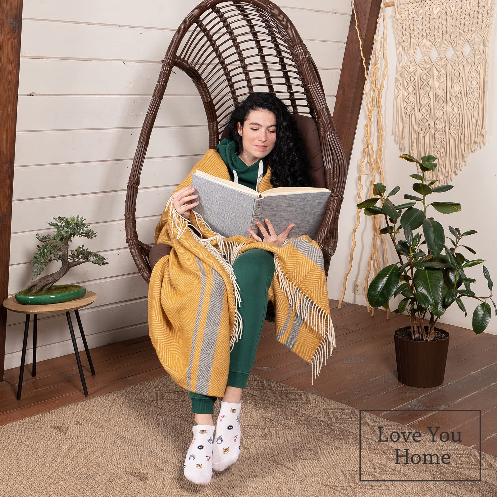 Couverture En Laine Mérinos 140x200 Avec 10% Cachemire