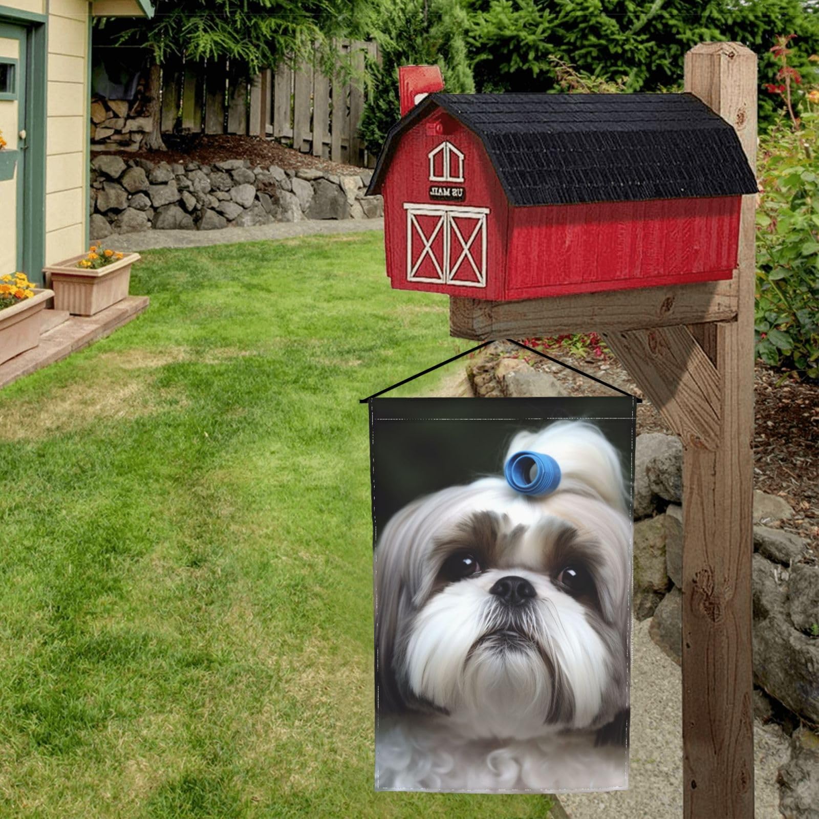 Carolines Treasures CK2520CHF - Bandiera in Tela con Cucciolo di Shih Tzu, Misura Grande, Multicolore : Caroline's Treasures