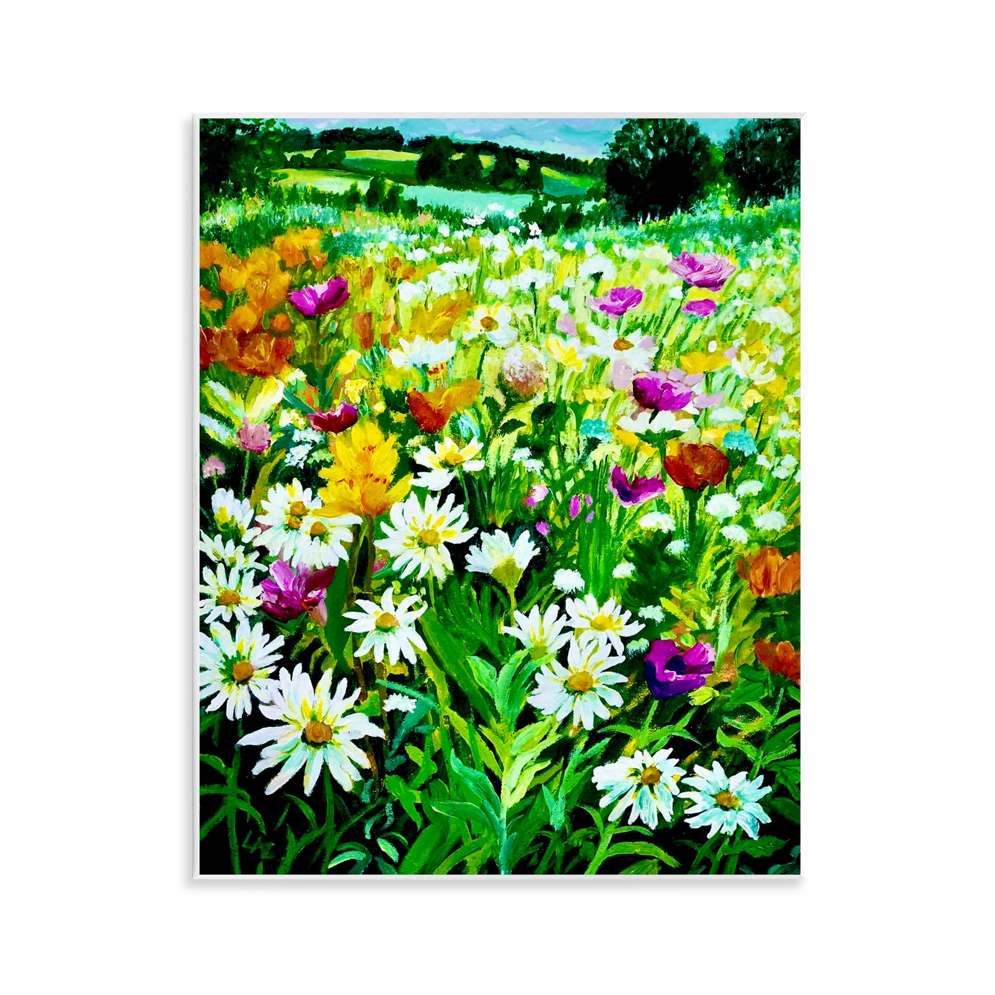 Stupell Industries Unframed Hillside Fusion Meadow Floral, 11 X 14 Inch Mounted Print On Wall Plaque