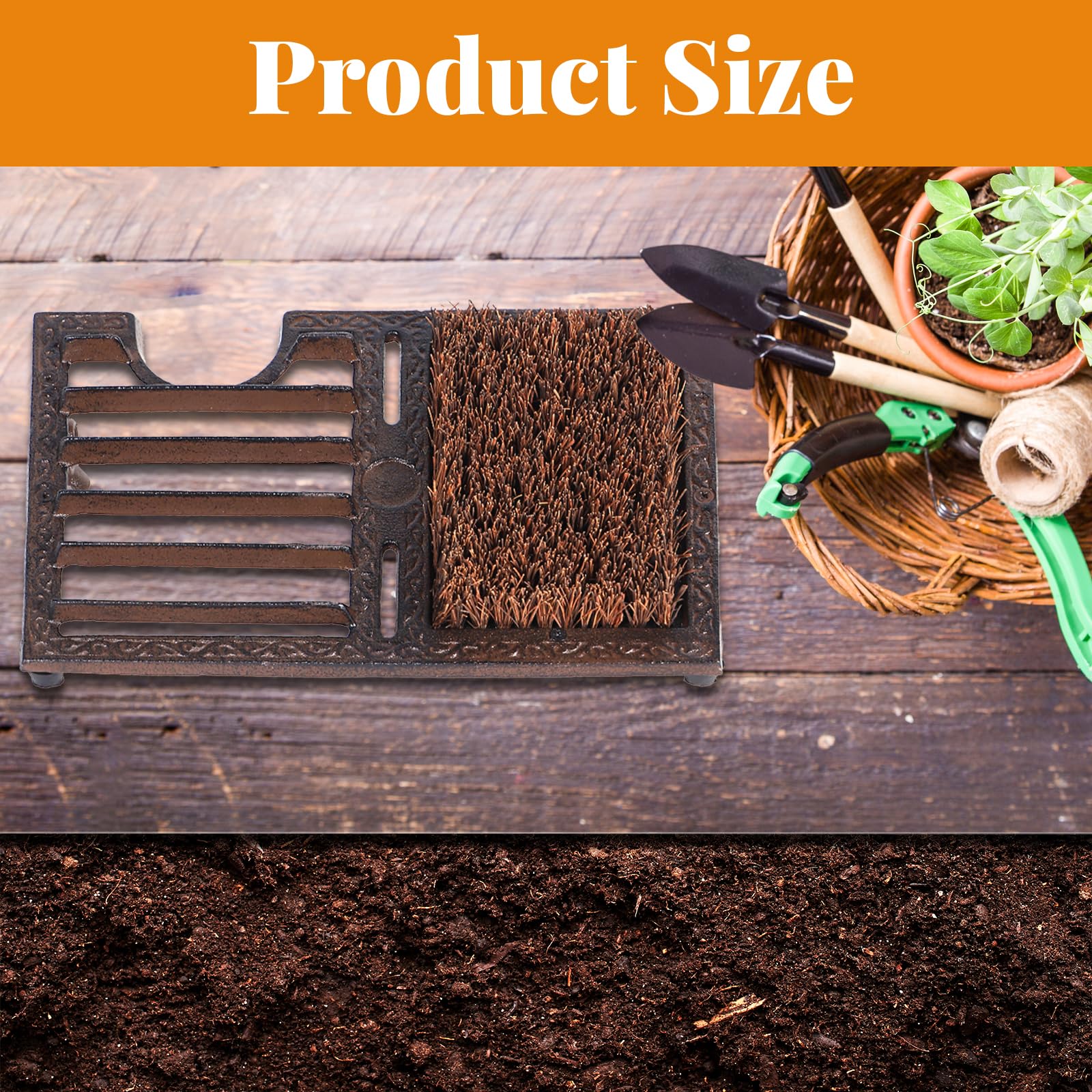 Cast Iron Boot Brush Scraper Outdoor, Black Heavy Duty Boot Scrubber Brush With Angled Design, Outdoor Shoe Scrapers With Brushes, All Weather Boot - View #2