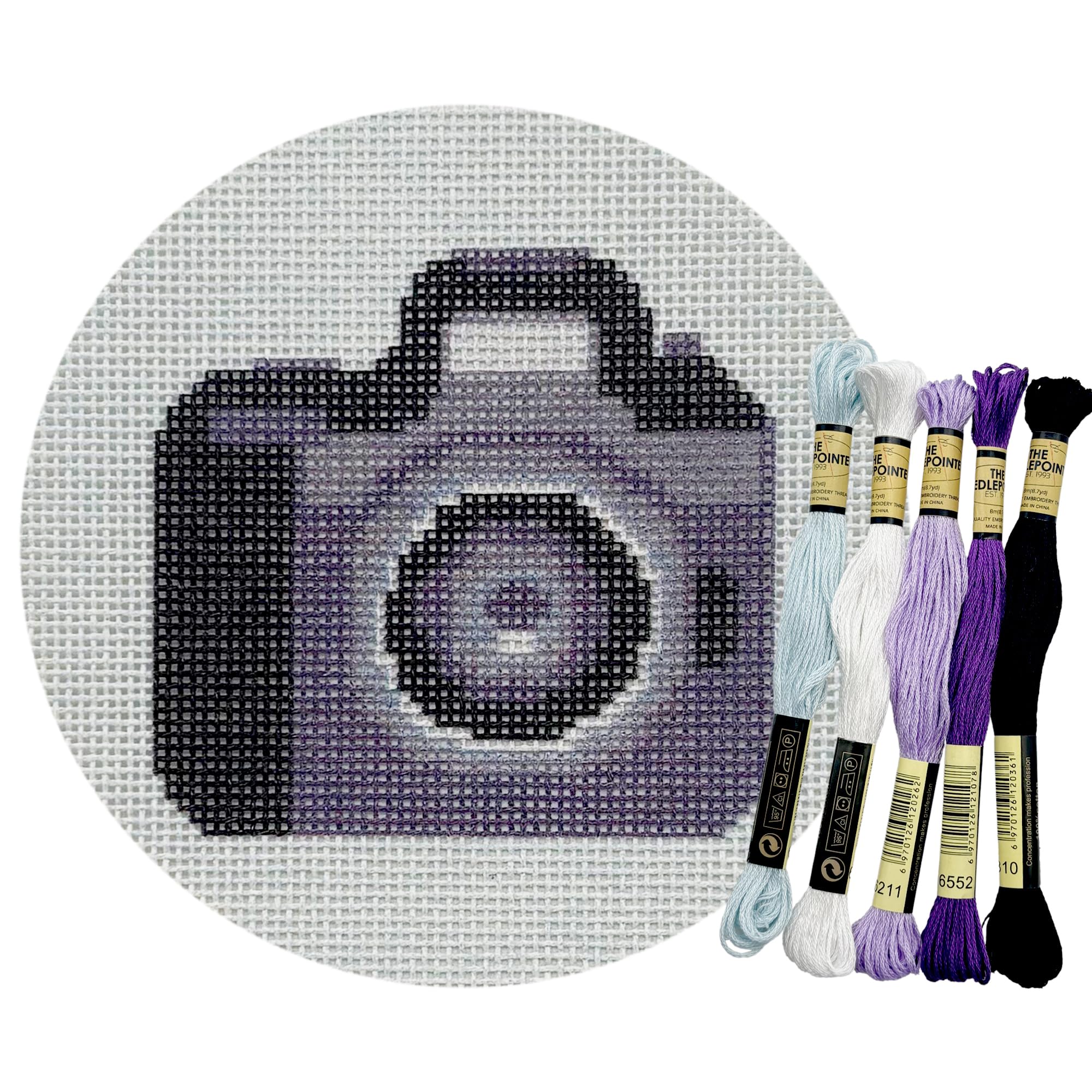 Howie's Needlepoint Needlepoint Kits, 18CT Printed Embroidery Pattern Starter Kits, Stamped Patterns Canvas Kits(Digital Single-Lens Camera,5x5inch)