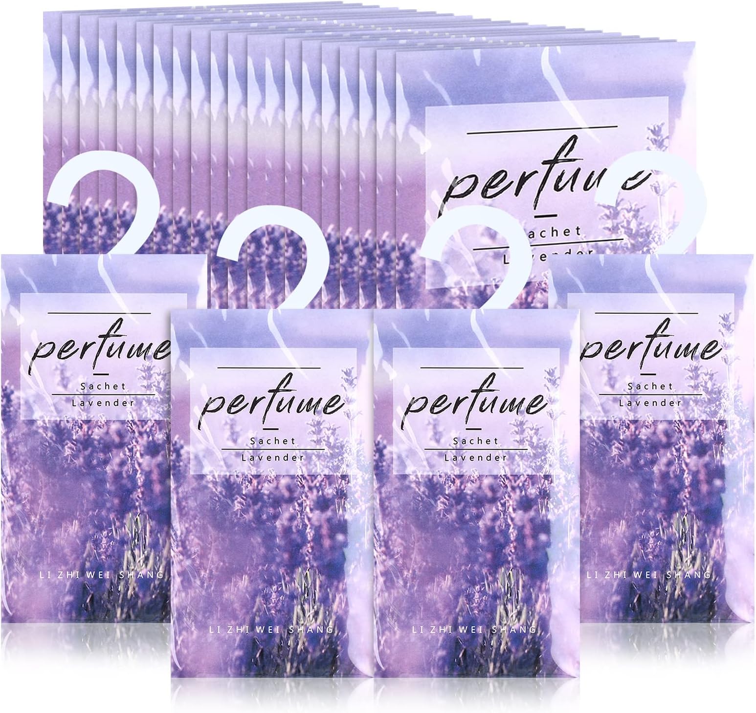 Loopeer 24 Pcs Large Hanging Closet Deodorizer Air Freshener Scented Sachets for Drawers and Closets Long Lasting Lavender Sachet Bags Drawer Freshener for Clothes (Lavender)