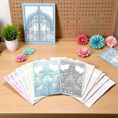 Miniatura 7 de Troqueles anidados de metal para marco de puerta simétrica para hacer tarjetas, plantillas de corte de borde de encaje de flores para bricolaje,