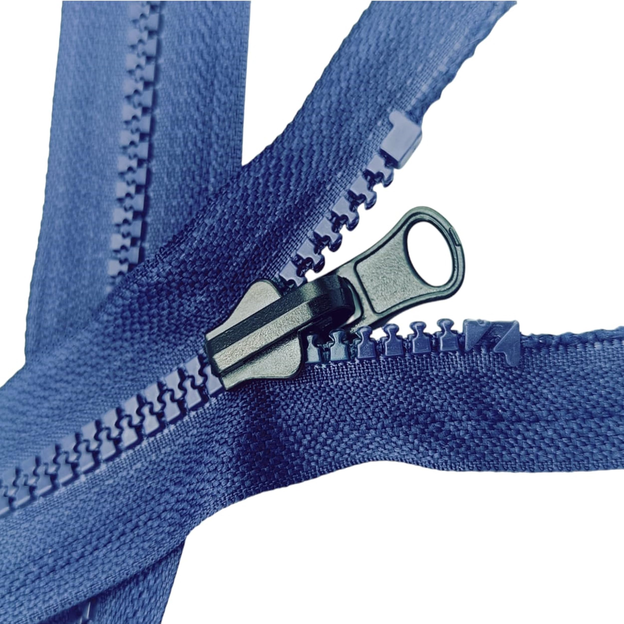 Zips & Bobs Navy Blue Reversible Resin Zip Gauge #5 Bilateral Open-End Chunky Fastener Moulded Plastic Teeth For Double-Sided Jackets Fleeces (, 35Cm (13.7"))