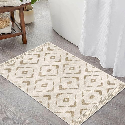 Miniatura 6 de KILOCOCO Alfombra pequeña de 2 x 3 pies, alfombra marroquí para puerta interior, lavable a máquina, antideslizante, para dormitorio, cocina,