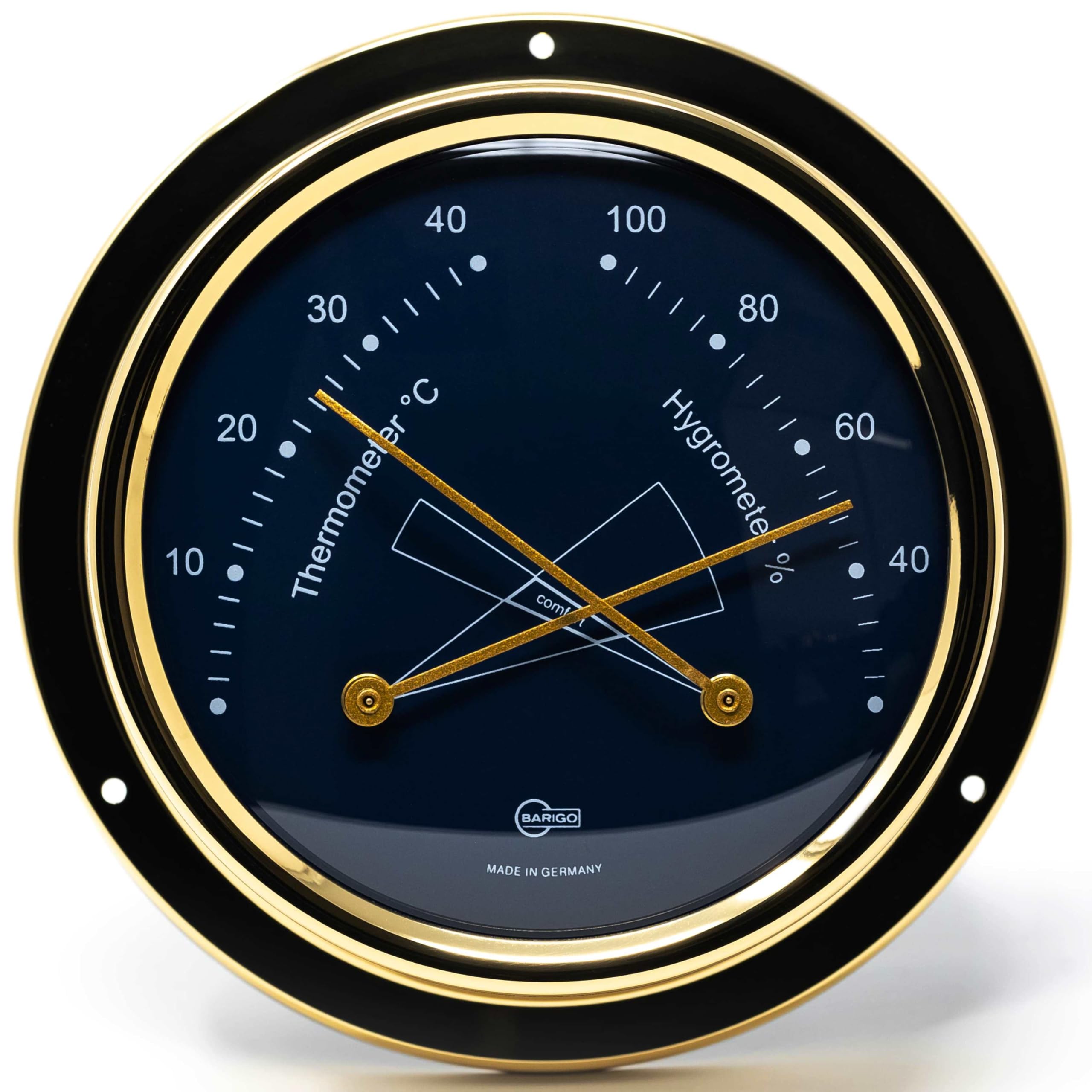 BARIGO 984MSBL REGATTA Thermo-Hygrometer, Glas, Messing poliert
