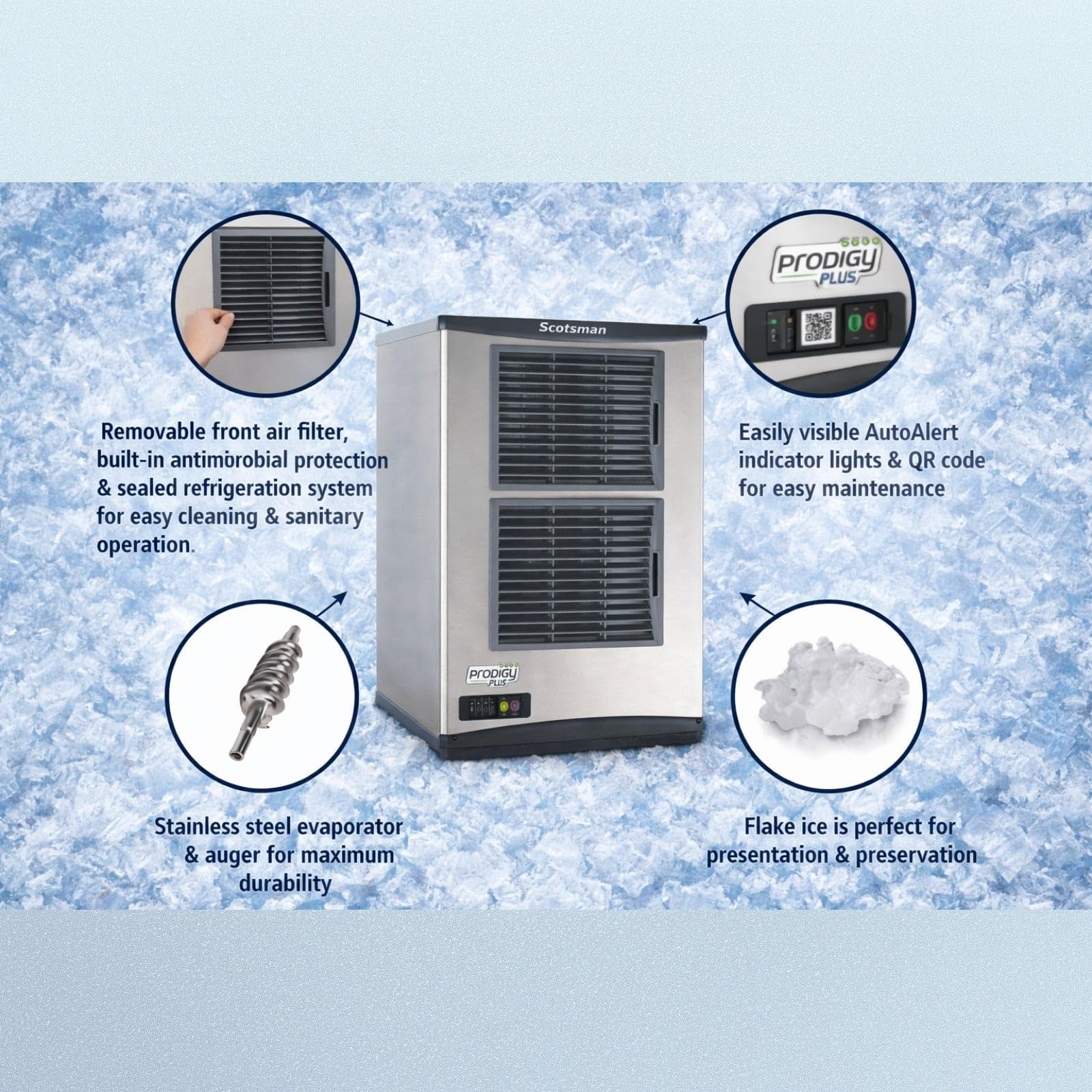 Scotsman Prodigy Plus Flake Ice 22" Ice Maker - 1056 Lb/Day on Fridge.com - View 5