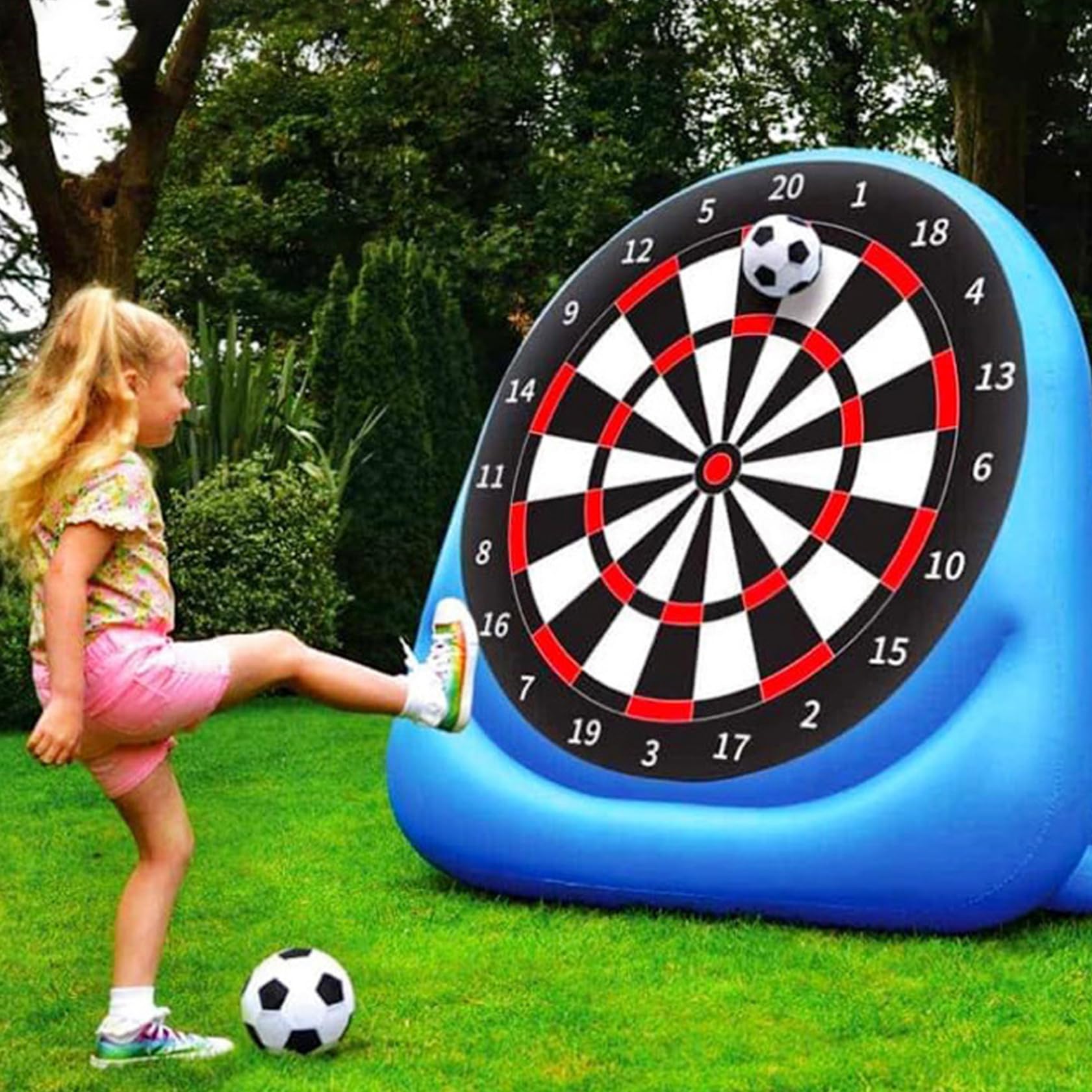 Fußball-Darts, riesiges aufblasbares Fußball-Dartbrett mit klebrigen Bällen, aufblasbar, tragbares Outdoor-Hofspiel für Garten, Strand, Partyspaß