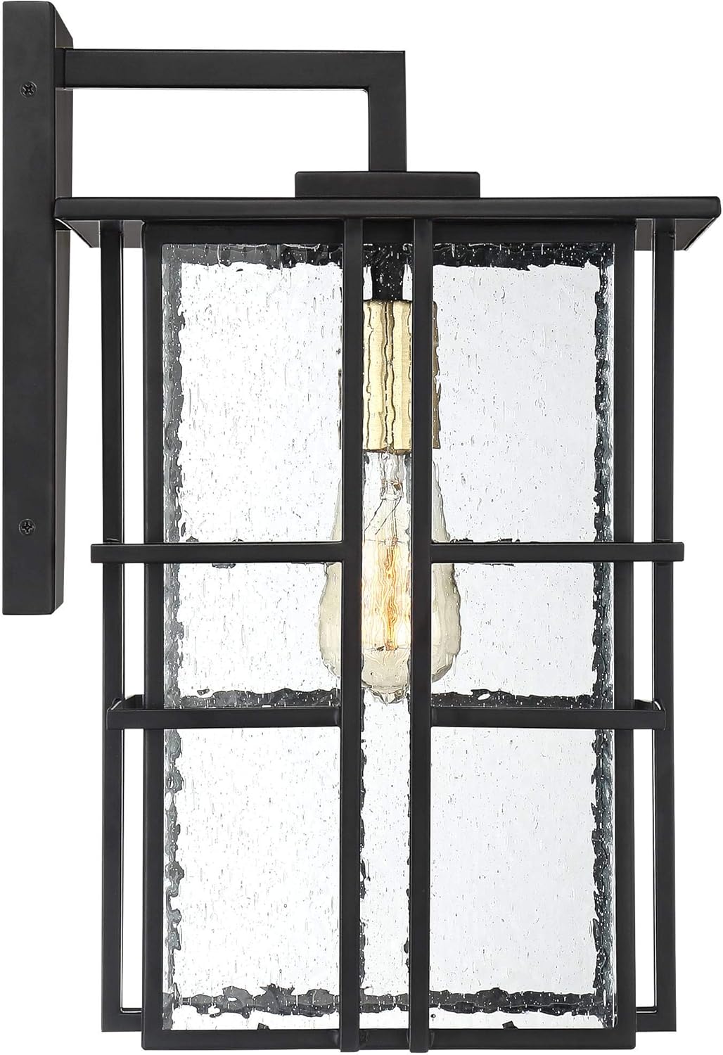 Possini Euro Design Arley Modern Outdoor Wall Light Fixture Black Geometric Frame 16" Seedy Glass for Exterior Barn Deck House Porch Yard Patio Outside Garage Front Door Garden Home Roof Lawn