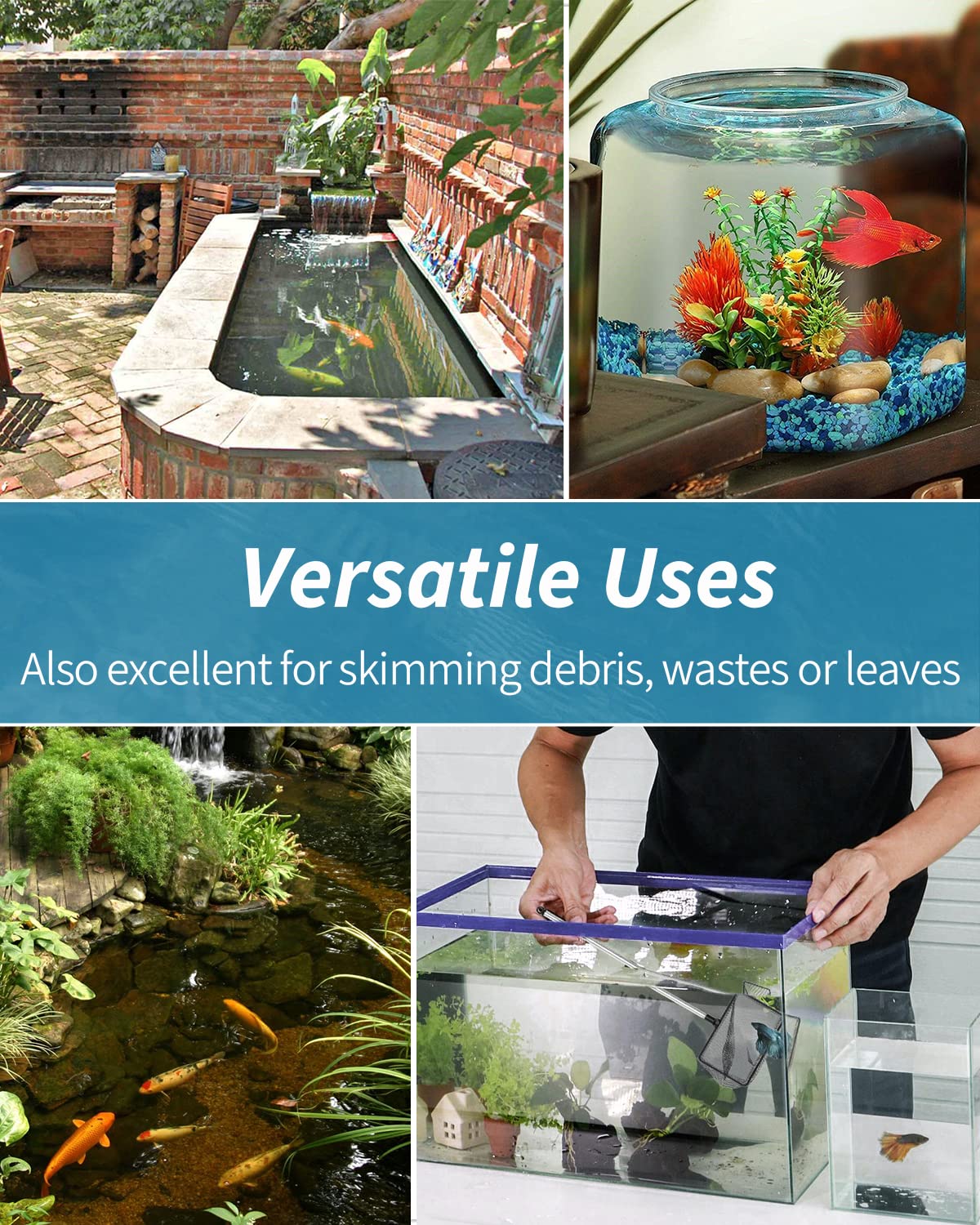 Rete Per Acquario Pawfly 20cm - Retino A Maglie Fini Con Manico Telescopico In Acciaio Inox, Per Pesci E Pulizia Vasca - Foto 10