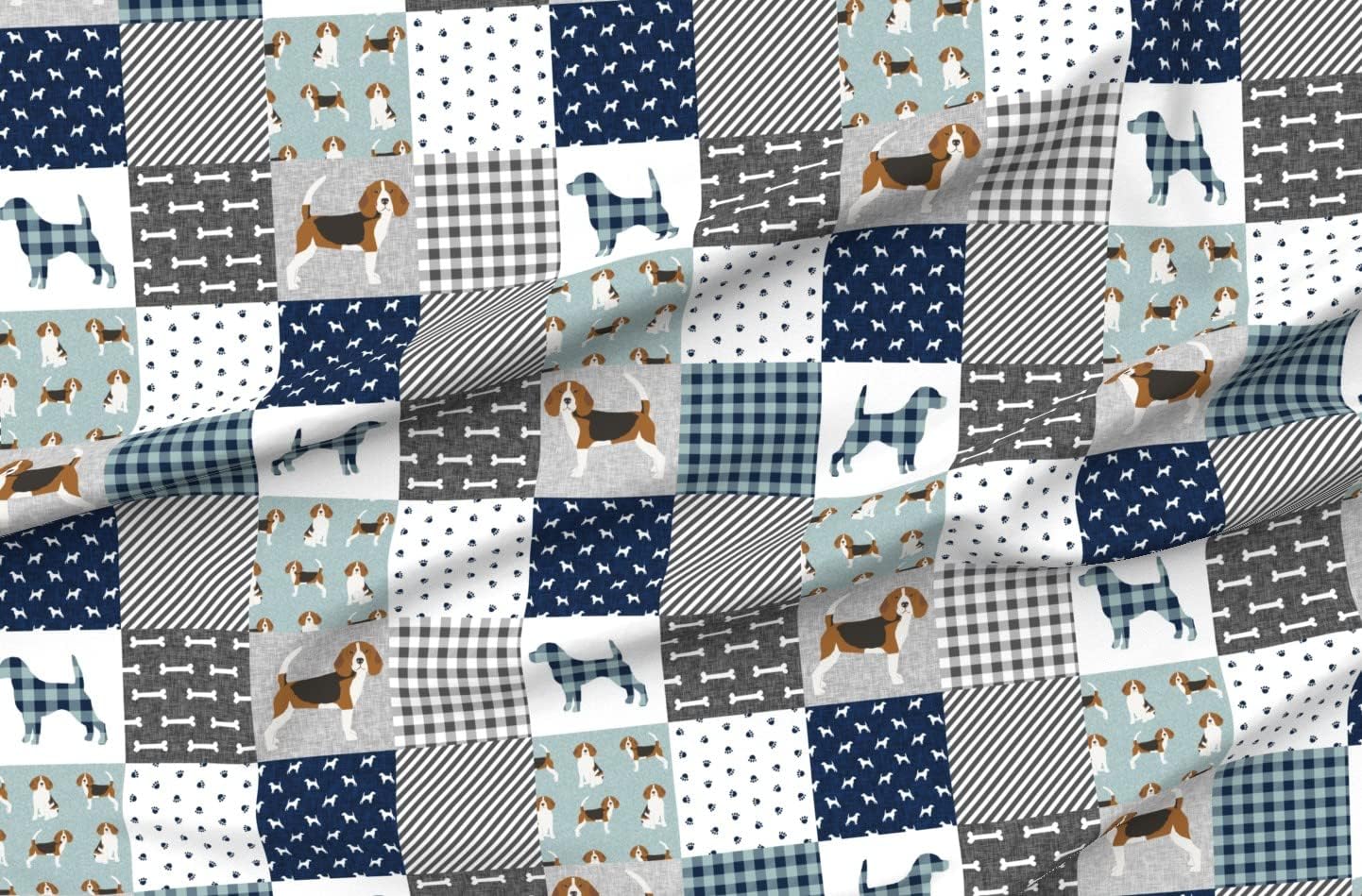 Spoonflower Fabric - Beagle Pet Quilt Dog Breed Cheater Wholecloth Dogs Nursery Friendly Printed on Organic Cotton Sateen Fabric by The Yard - Sewing Quilting Apparel Home Decor