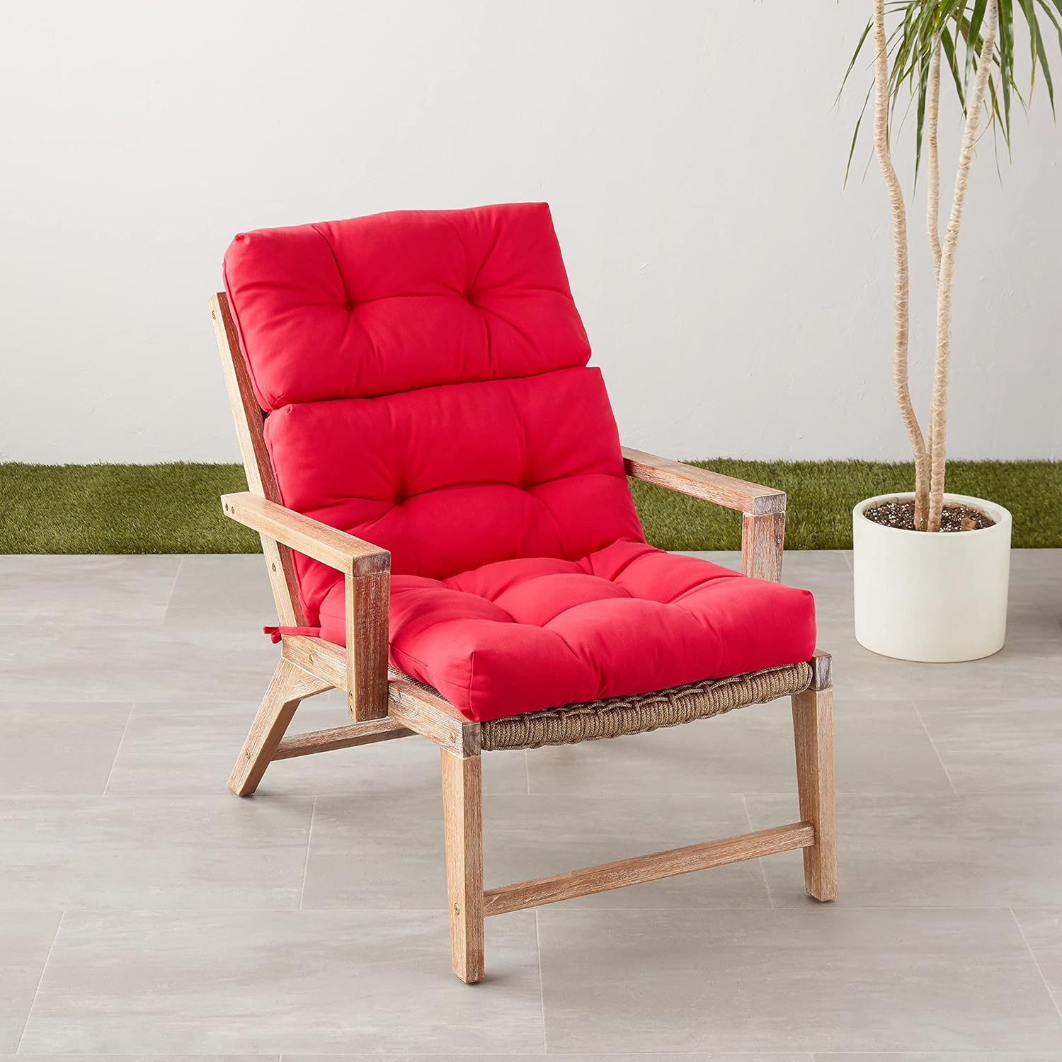  Basics Tufted Outdoor High Back Patio Chair Cushion- Red : Patio, Lawn & Garden