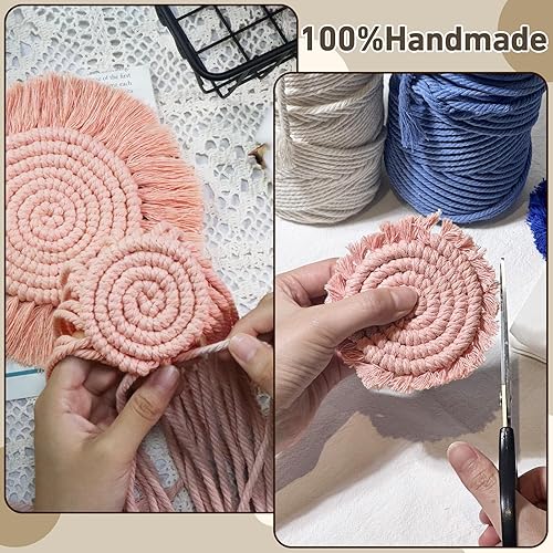 Miniatura 8 de Posavasos boho para portavasos de automóvil, 2 posavasos para automóvil, posavasos absorbentes de macramé, bonito juego de posavasos para mesa de
