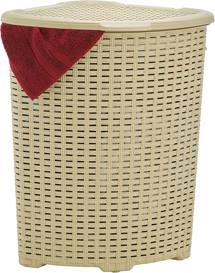 Superio Corner Laundry Hamper Basket With Lid 50 Liter