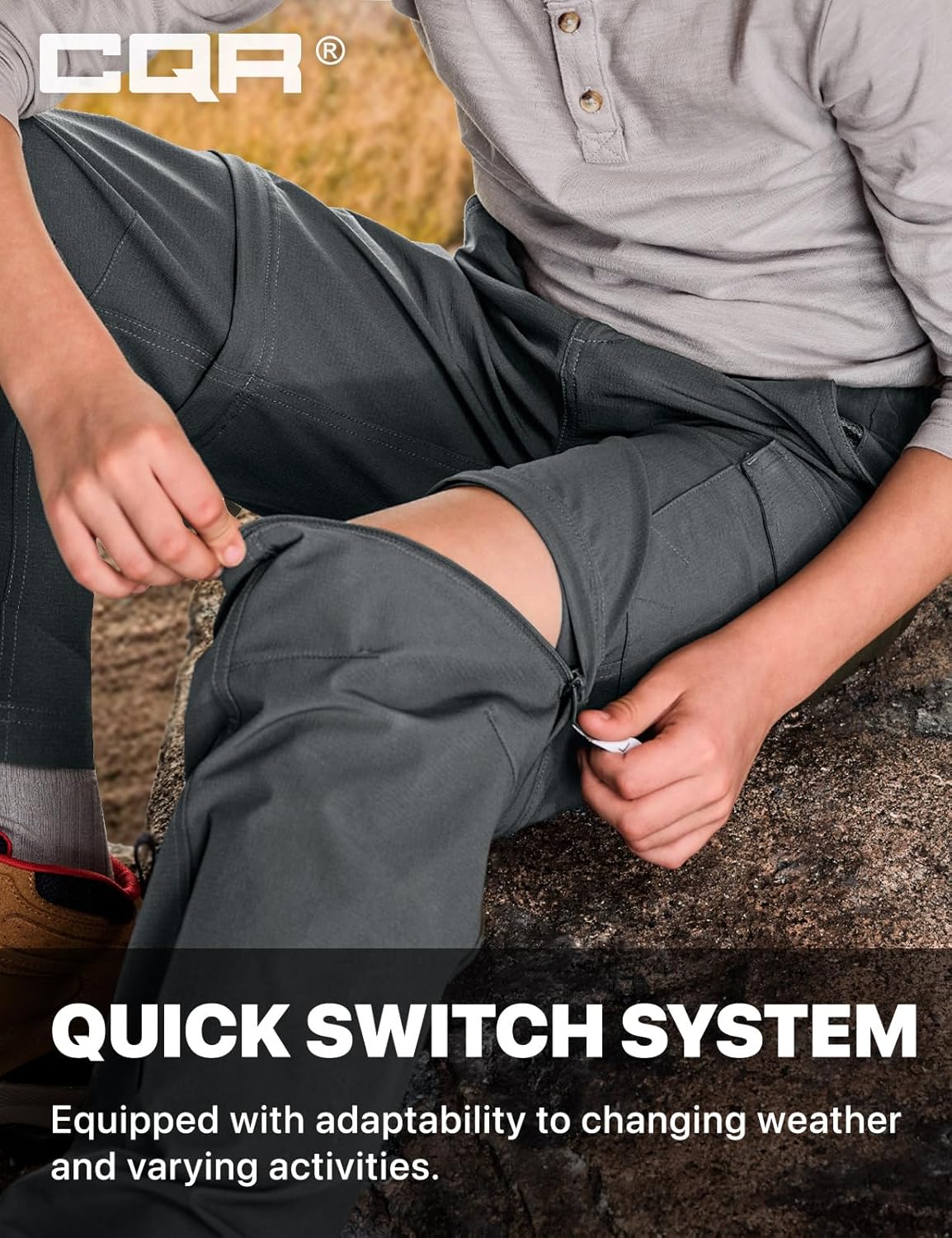 CQR Kids Youth Hiking Cargo Pants, UPF 50+ Quick Dry Convertible Zip Off Pants, Outdoor Camping Pants - Image 5