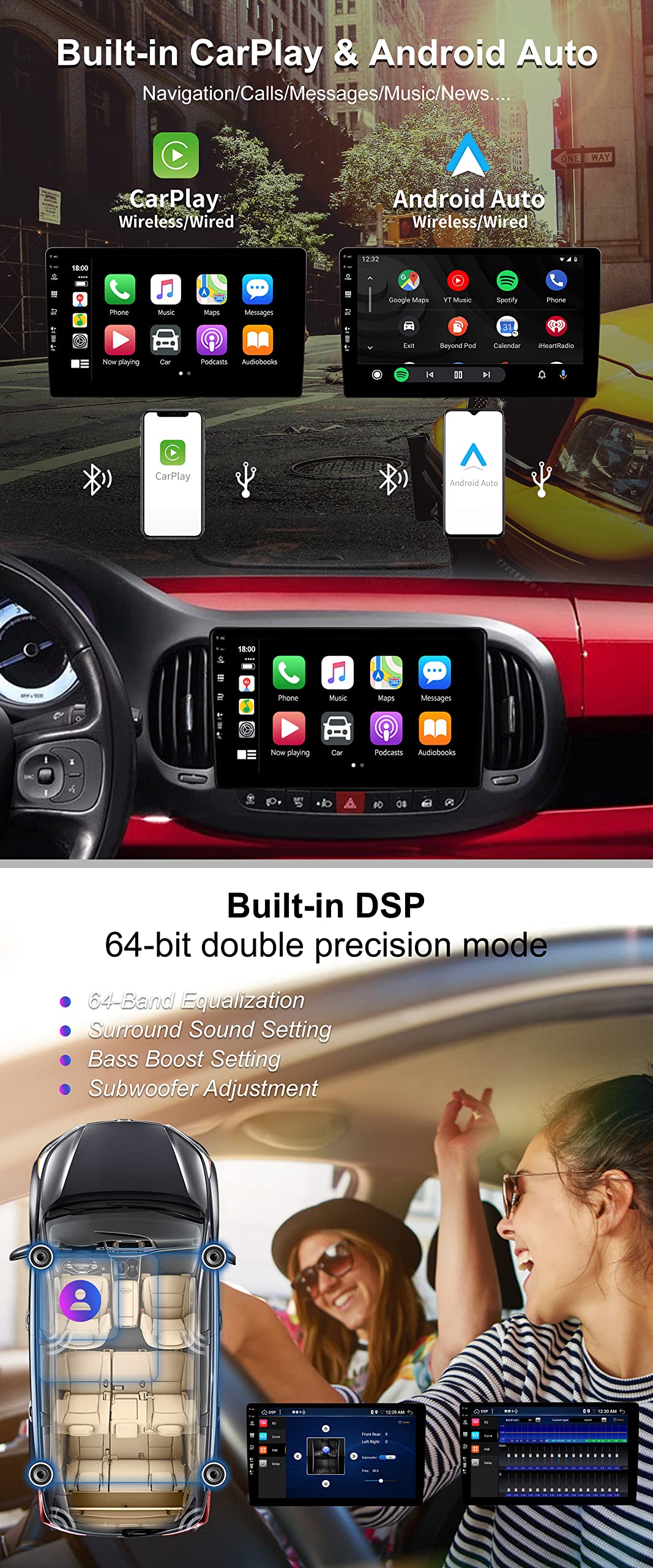 SXAUTO Android 16 - [6G+128G] - IPS Autoradio pour Fiat 500L (2012-2016) - sans Fil Carplay/Android Auto/DSP - LED Caméra + MIC - 10.1 Pouce 2 Din - Dab Volant 360-Camera Fast-Boot AHD WiFi