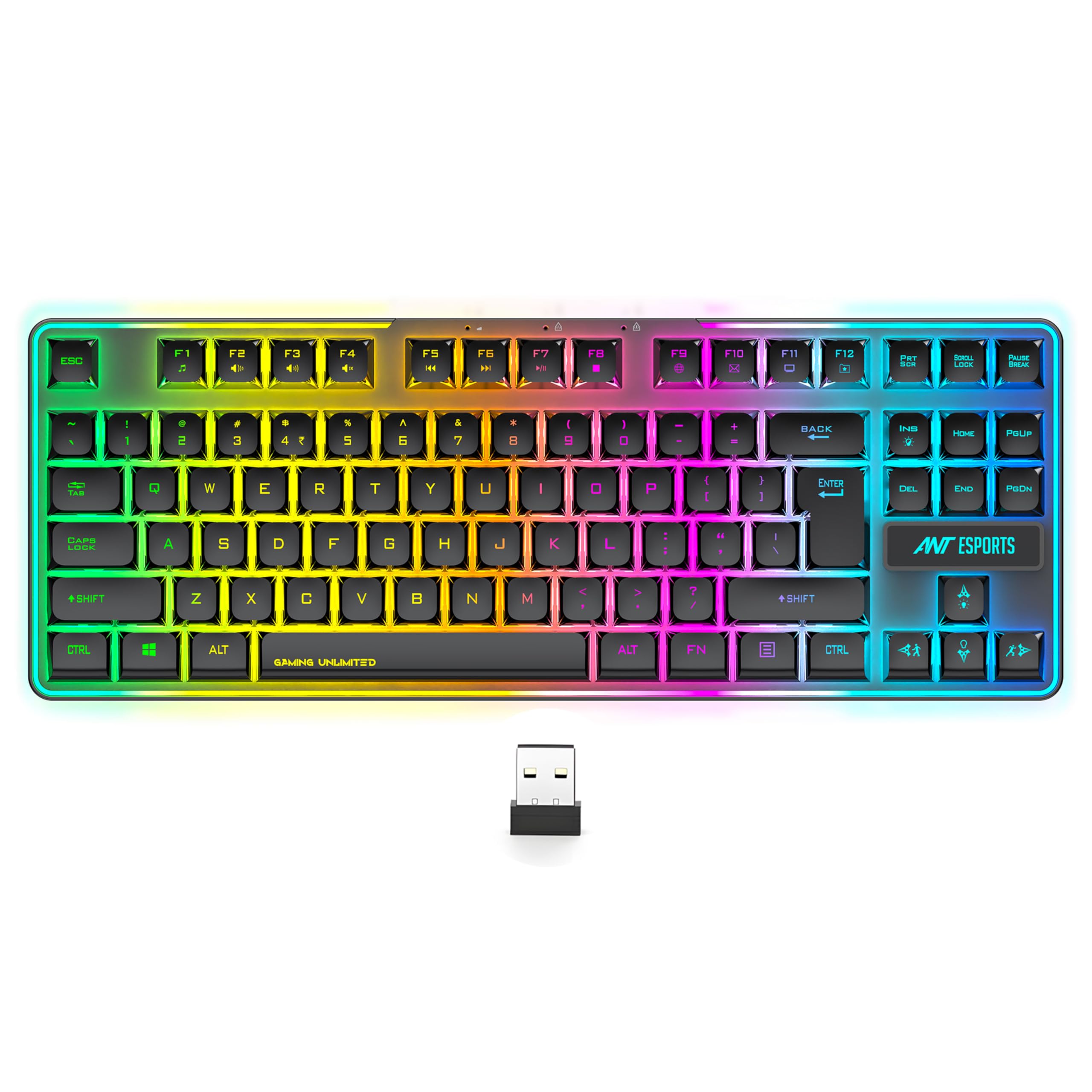 Ant Esports MK720 Pro V2 Wireless TKL RGB Gaming Membrane Keyboard, Backlit  Wireless � Long Lasting Rechargeable Battery � Quite Water-Resistant ...