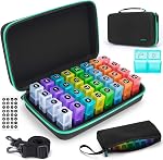 Monthly Pill Organizer 2 Times a Day,Month Pill Box Organizer with 32 Daily Compartments,30 Days Pill Holder with Hard Travel Case Pill Case Vitamins Case+Portable 7-Day Travel Medicine Organizing Bag