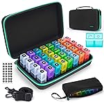 Monthly Pill Organizer 2 Times a Day,Month Pill Box Organizer with 32 Daily Compartments,30 Days Pill Holder with Hard Travel Case Pill Case Vitamins Case+Portable 7-Day Travel Medicine Organizing Bag