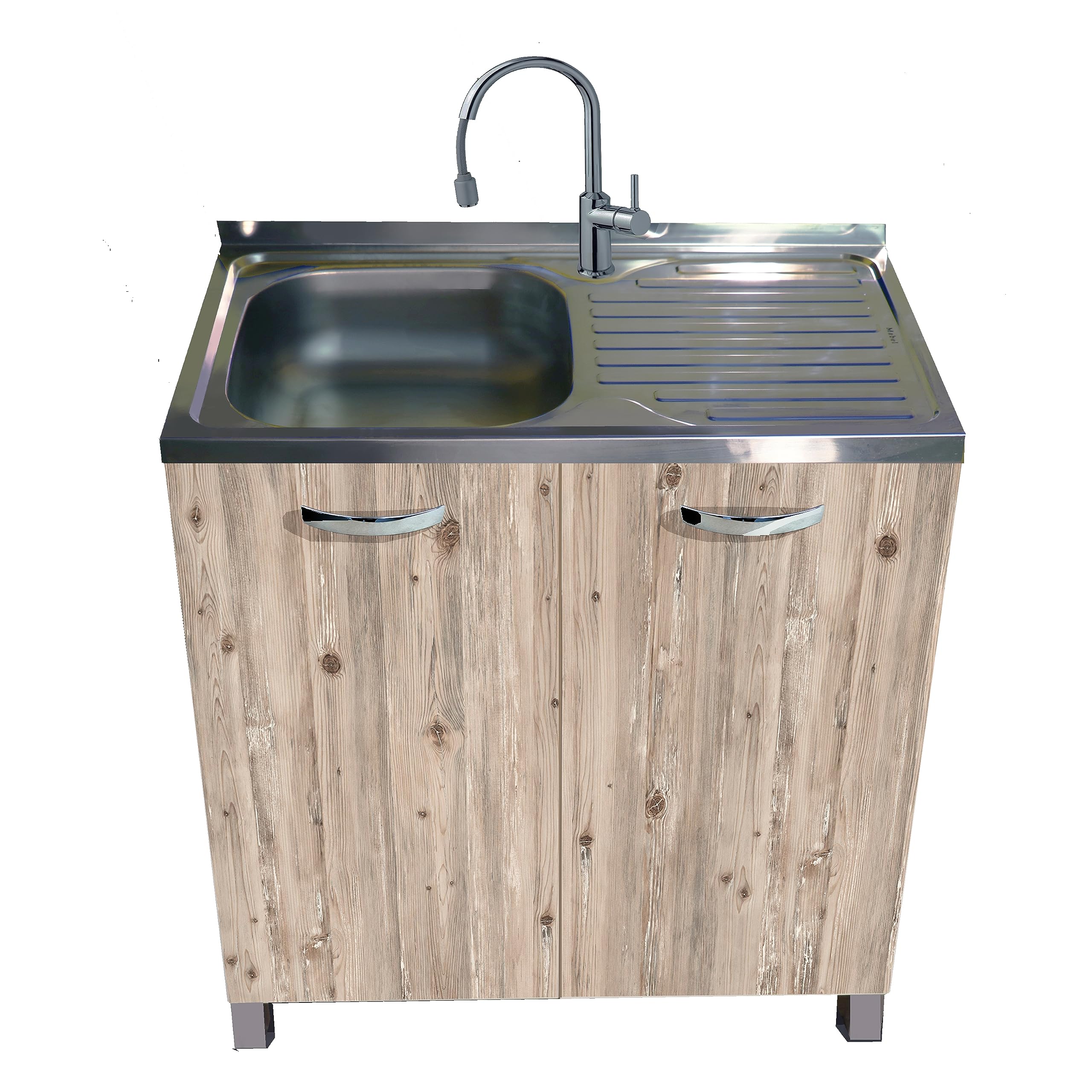 Mobile Sottolavello Cucina MABEL - 2 Ante, Dimensioni 80x50x80,5 Cm, Finitura Legno, Bianco Antigraffio, Facile Montaggio