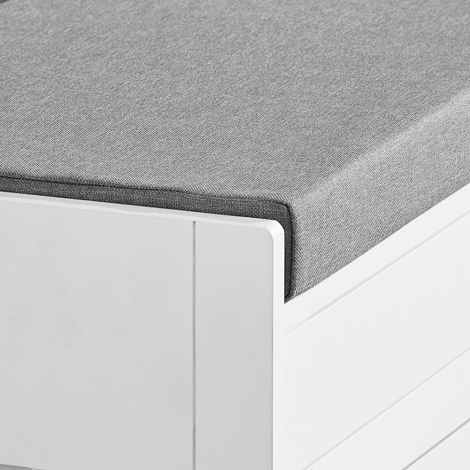 SoBuy Banco Zapatero con 2 Puertas 90x33x50cm para recibidor | Zapatero entrada con asiento, MDF y pino, estante ajustable 3 alturas, capacidad 100kg blanco FSR102-W