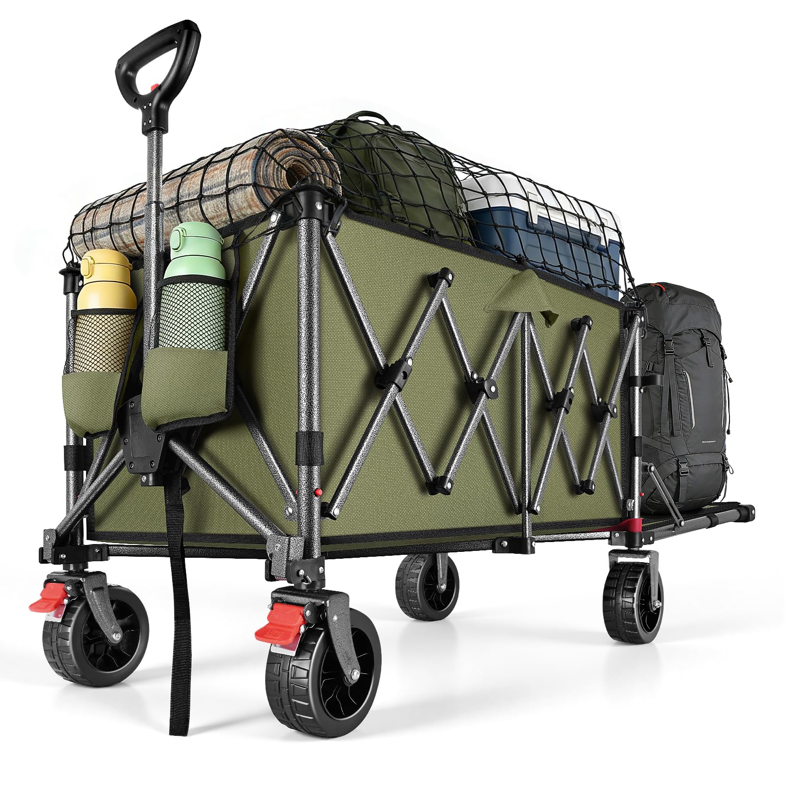 YEAUPE PRO Carro Plegable Todo Terreno – Frenos Dobles, Ruedas Anchas, Estructura Reforzada, Mango Ajustable – Ideal para Playa y Camping – 150‑240L, Negro — view 19