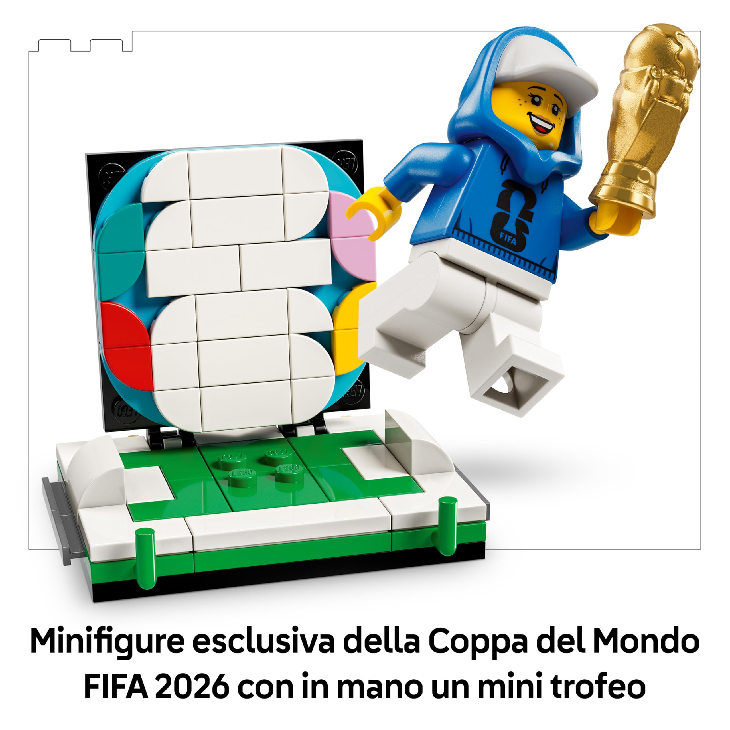 LEGO Editions Trofeo Ufficiale della Coppa del Mondo FIFA 43020 Kit di Modellismo Fai da Te 3D con Minifigure da Collezione