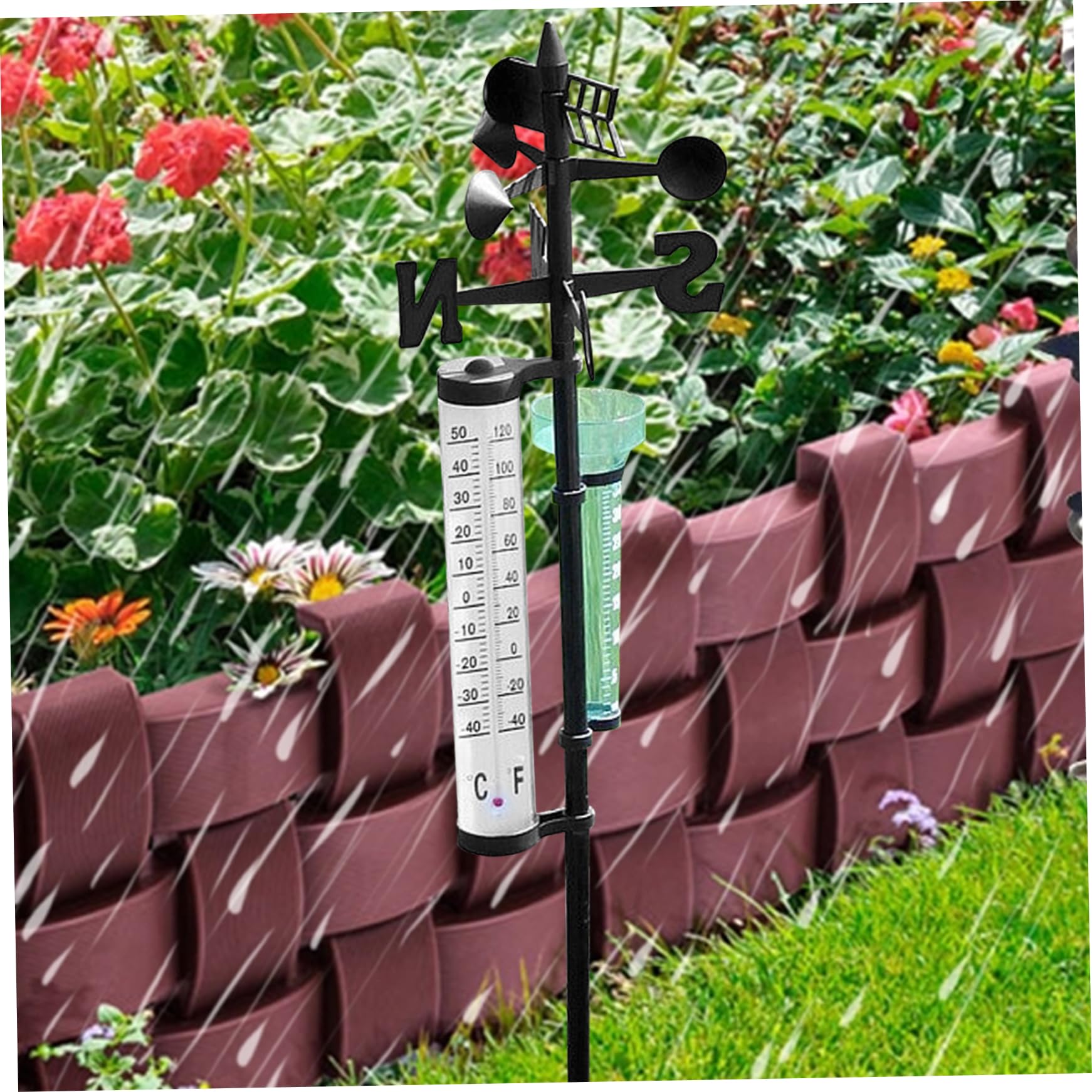 Drahtlose Wetterstation mit drehbarer Halterung 55 Einfache Einrichtung mit Regenmesser-Thermometerfahne