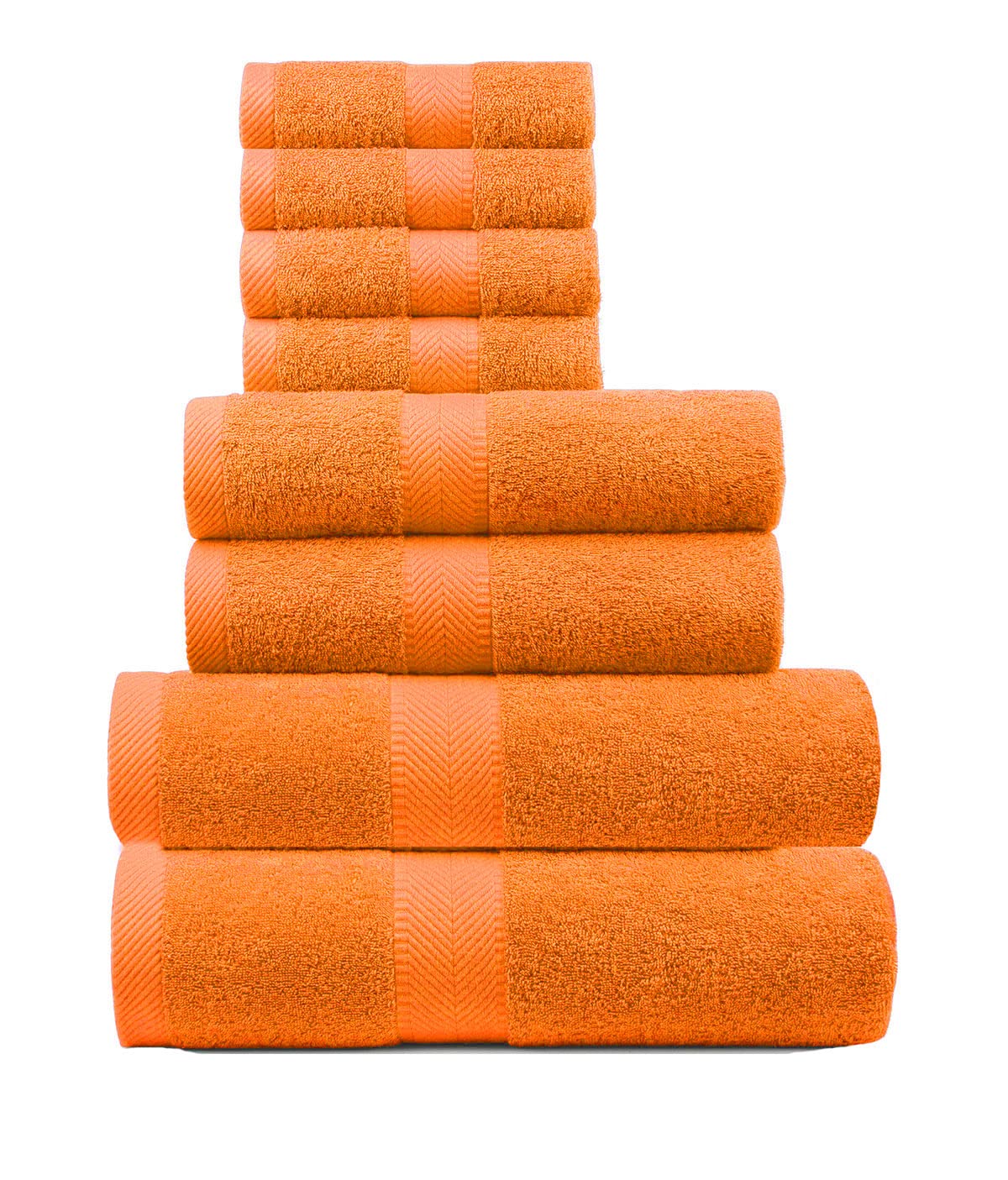 BY LORA Terry Towels Bath Towel Hand Towel and Washcloth Orange Set of 8