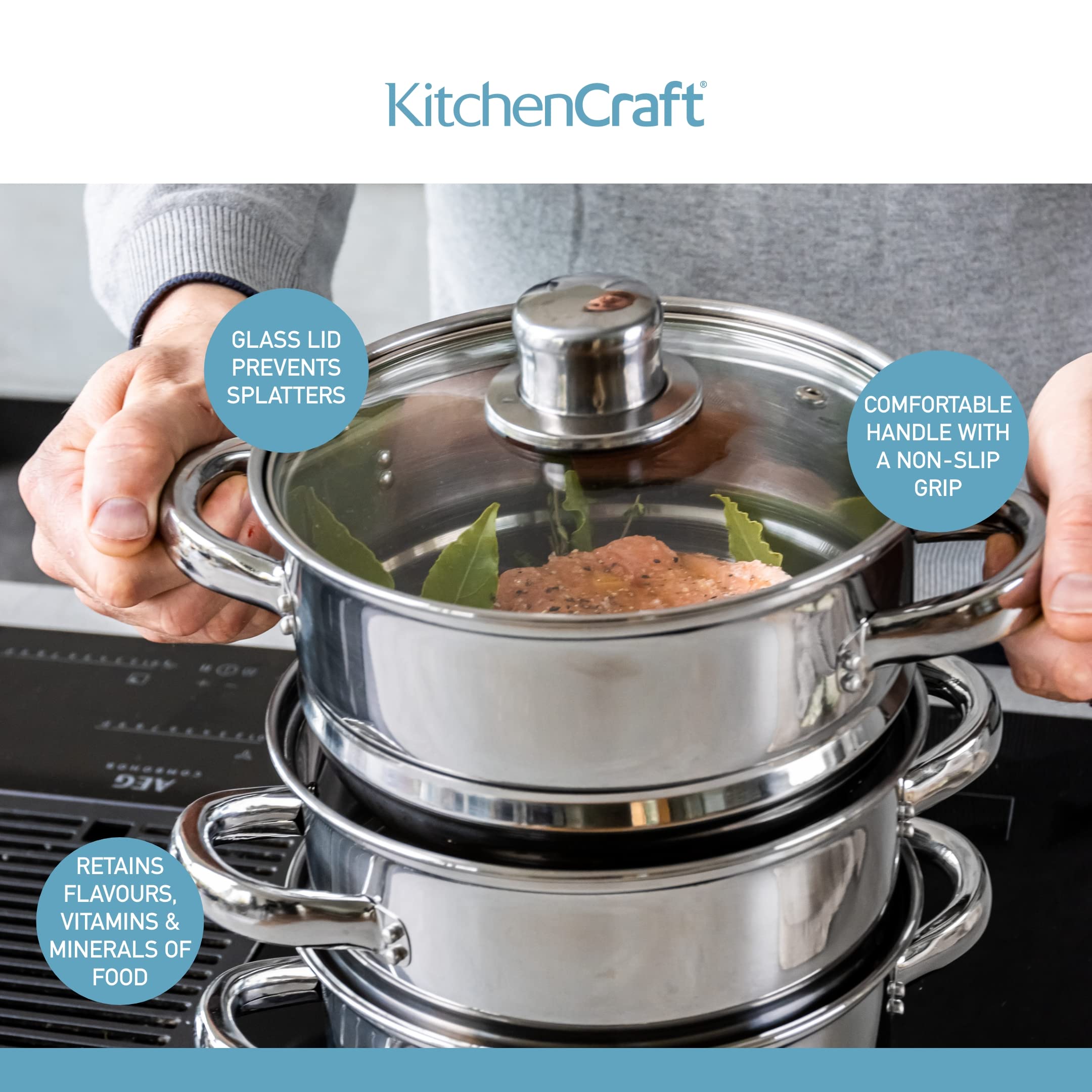 T*K様 【値下！】ALL3mm Nラバー　Classic STEAMERサーフ Amazon | Kitchen Craft Stainless Steel Three Tier 18cm Steamer