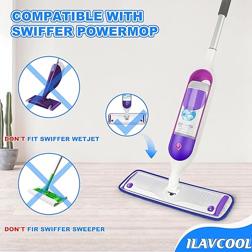 Miniatura 2 de Paquete de 6 almohadillas reutilizables para trapeador Swiffer PowerMop, almohadillas de repuesto para mopa eléctrica de 13 a 15 pulgadas,