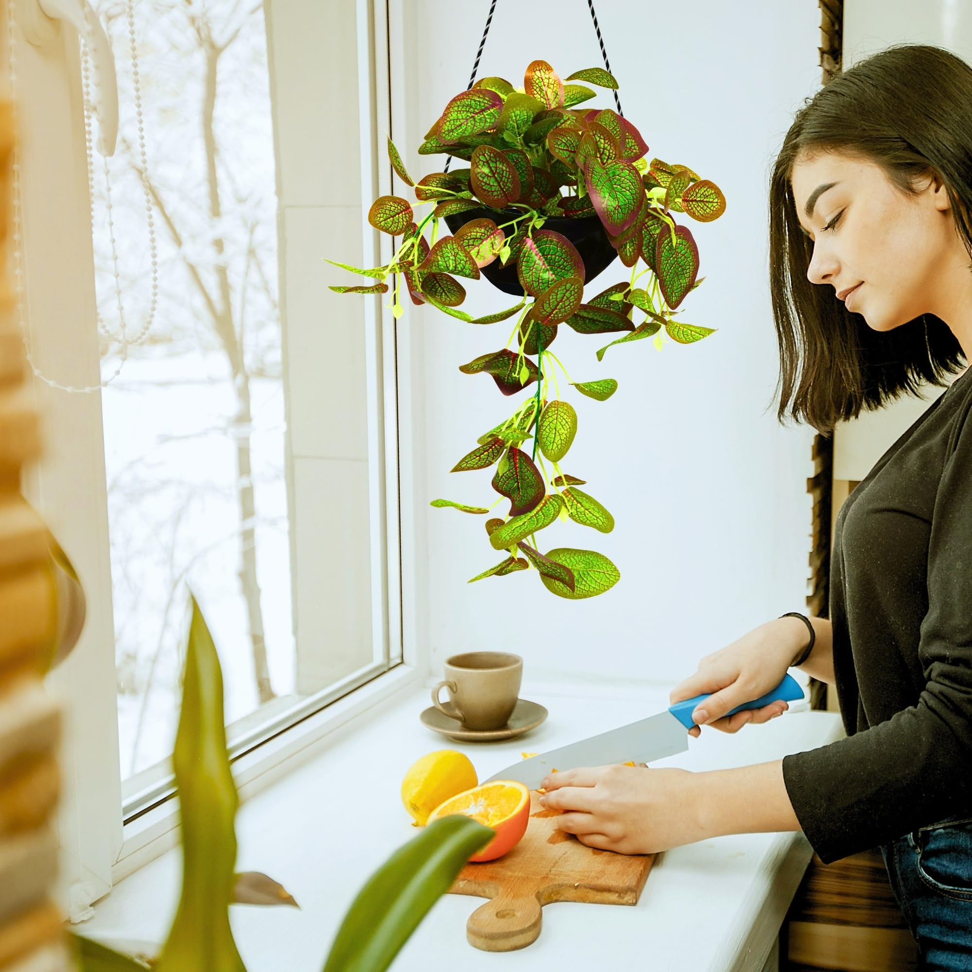 fancymart Elegant Artificial Plant Falling Leaves with Pot for Home & Office Decor – Versatile Potted Plant for Tabletop, Shelves, or Hanging Display 4