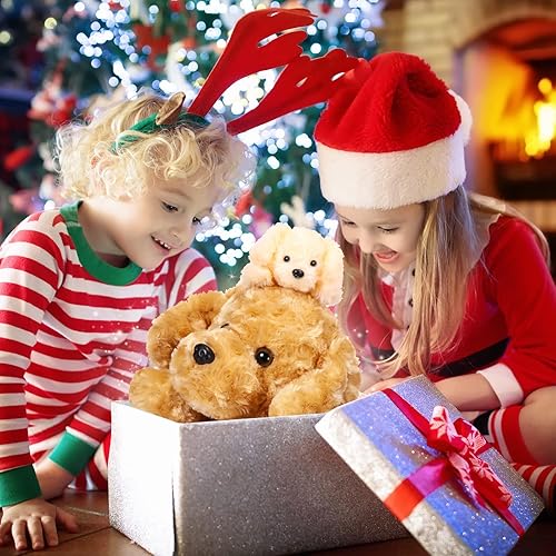 Miniatura 6 de Skylety 5 piezas de animales de peluche para perros con bebés en el interior, 1 mamá grande con 4 mini cachorros suaves para niños, fiesta de